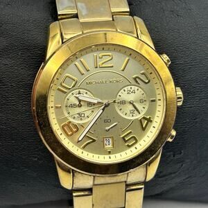 Michael Kors MK-5726 Gold Tone Women's Mercer Chronograph Watch New Battery